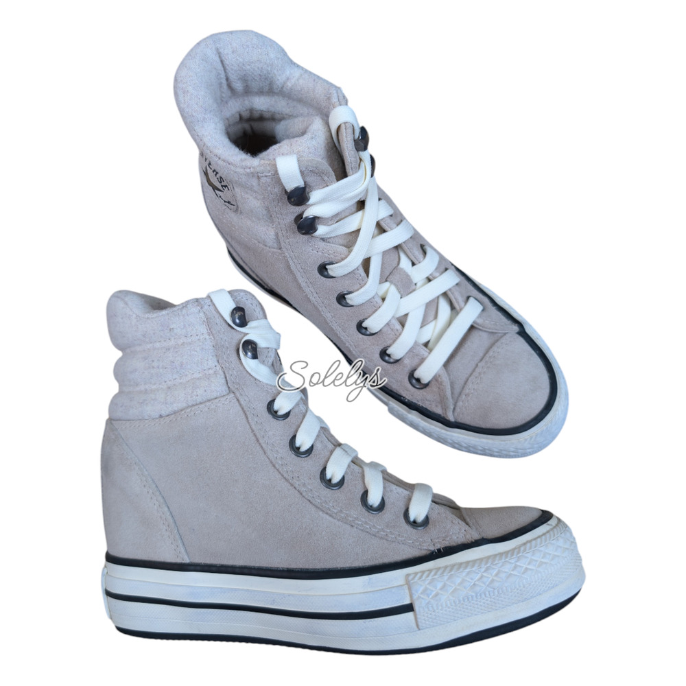 Converse 2016 Platform Plus Collar Hidden Wedge Suede High Top Gray Sneaker 5